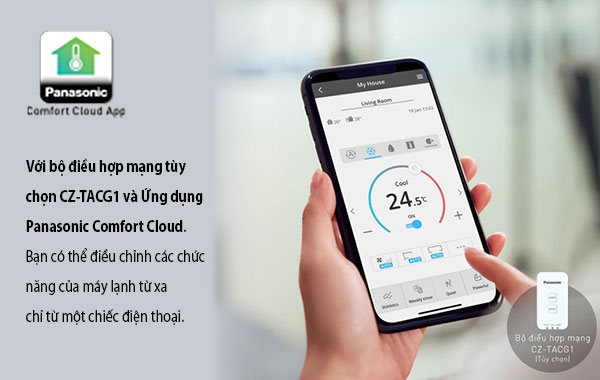Máy lạnh Panasonic Inverter 2.5 HP CU/CS-U24XKH-8 - Điều khiển từ xa bằng điện thoại