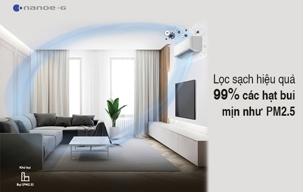 Máy lạnh Panasonic Inverter 2.5 HP CU/CS-U24XKH-8 - Lọc sạch đến 99% các hạt bụi mịn PM2.5 nhờ công nghệ nanoe-G