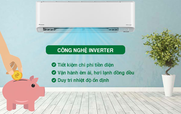 Máy lạnh Daikin Inverter 1.5 HP FTKZ35VVMV - Công nghệ Inverter tiết kiệm đến 66% điện năng