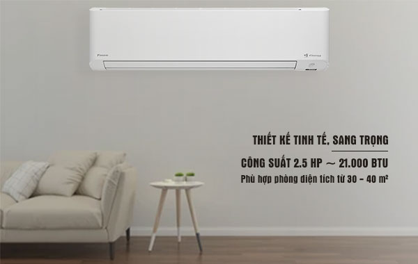 Máy lạnh Daikin Inverter 2.5 HP FTKY60WVMV - Thiết kế sang trọng và tinh tế, công suất làm lạnh 2.5 HP