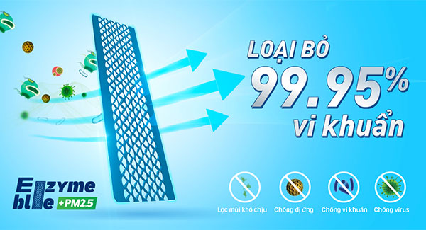 Máy lạnh Daikin Inverter 2.5 HP FTKY60WVMV - Lá chắn kép bảo vệ gồm phin lọc Enzyme Blue và phin PM2.5