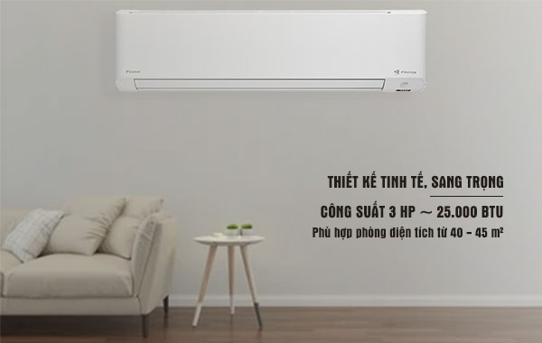 Máy lạnh Daikin Inverter 3 HP FTKY71WVMV - Thiết kế sang trọng và tinh tế, công suất làm lạnh 3 HP