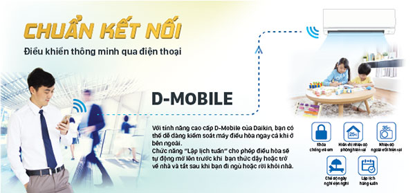 Máy lạnh Daikin Inverter 3 HP FTKZ71VVMV - Điều khiển máy lạnh từ xa bằng điện thoại thông minh