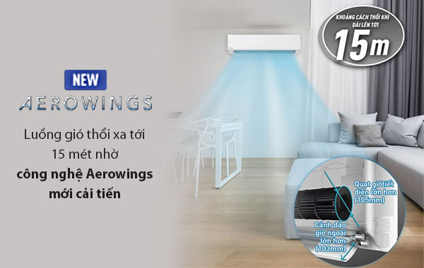 Máy lạnh Panasonic Inverter 2.5 HP CU/CS-XU24XKH-8 - Luồng gió thổi xa đến 15 mét nhờ công nghệ Aerowings mới cải tiến
